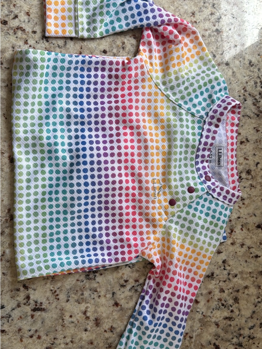 L.L.Bean Rainbow Polka Dot Baby Snap Neck Top